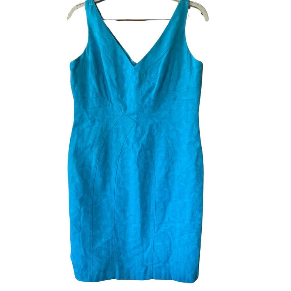 Kasper sleeveless dress cotton blue short summer casual sheath Size 14
